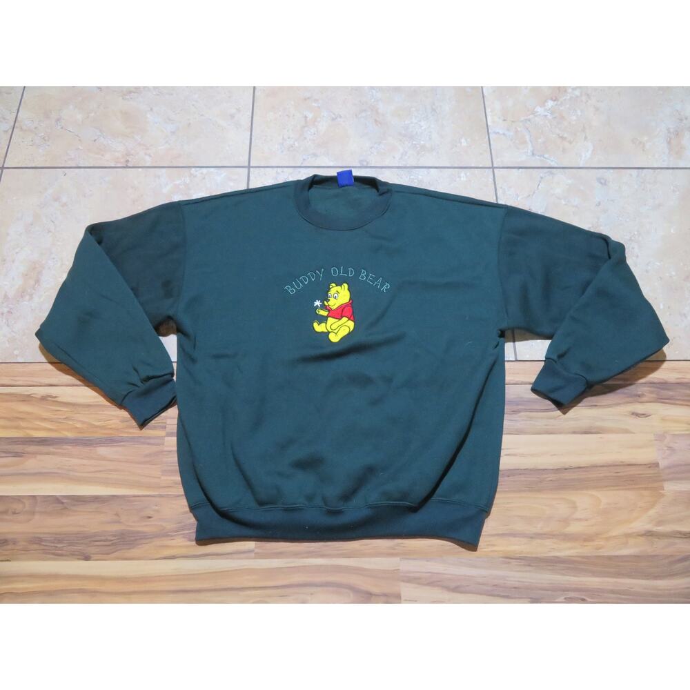Winnie the Pooh Sweatshirt, Daisy Flower, Green Sz XL 1990s